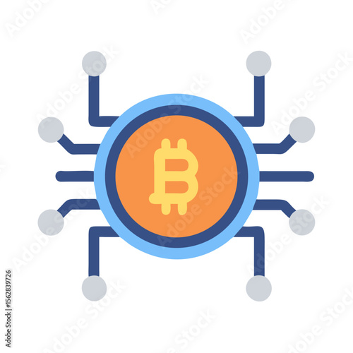 Digital Bitcoin currency network illustration concept on black background