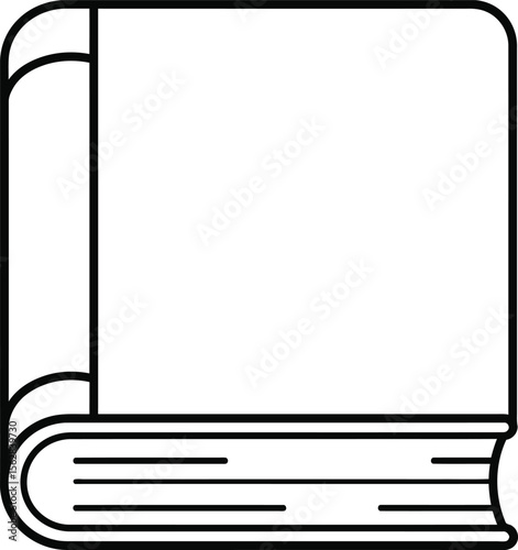 A simple line drawing illustration of a closed hardcover book.