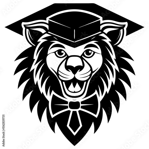 Decent lion head vector silhouette art illustration