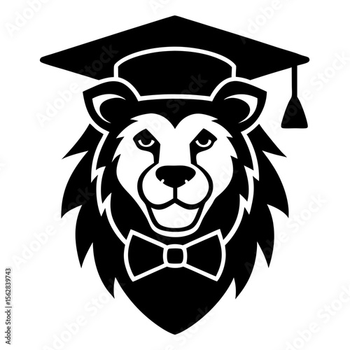 Decent lion head vector silhouette art illustration