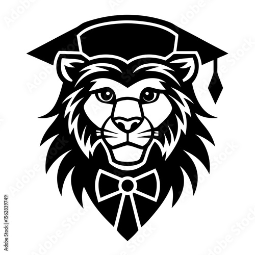Decent lion head vector silhouette art illustration