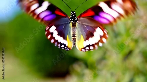Multicolored butterfly wings closeup