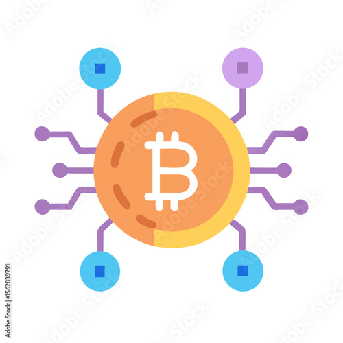 Bitcoin cryptocurrency technology network concept on black background