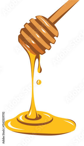 Dipper and Honey in Flat Design No Gradient