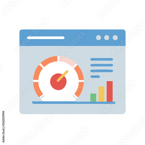 Dashboard interface with gauge and bar chart representation