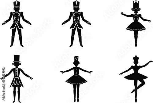 toy soldier nutcracker silhouette on white background
