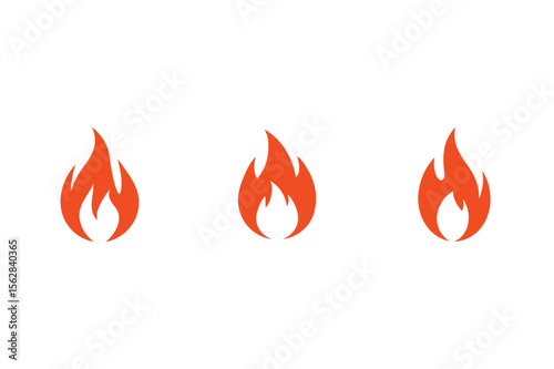 fire symbol sign icon vector illustration on white background red color vector of three bundles set collections