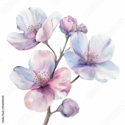 watercolor illustration of Blossom on white background Created with Generative AI technology