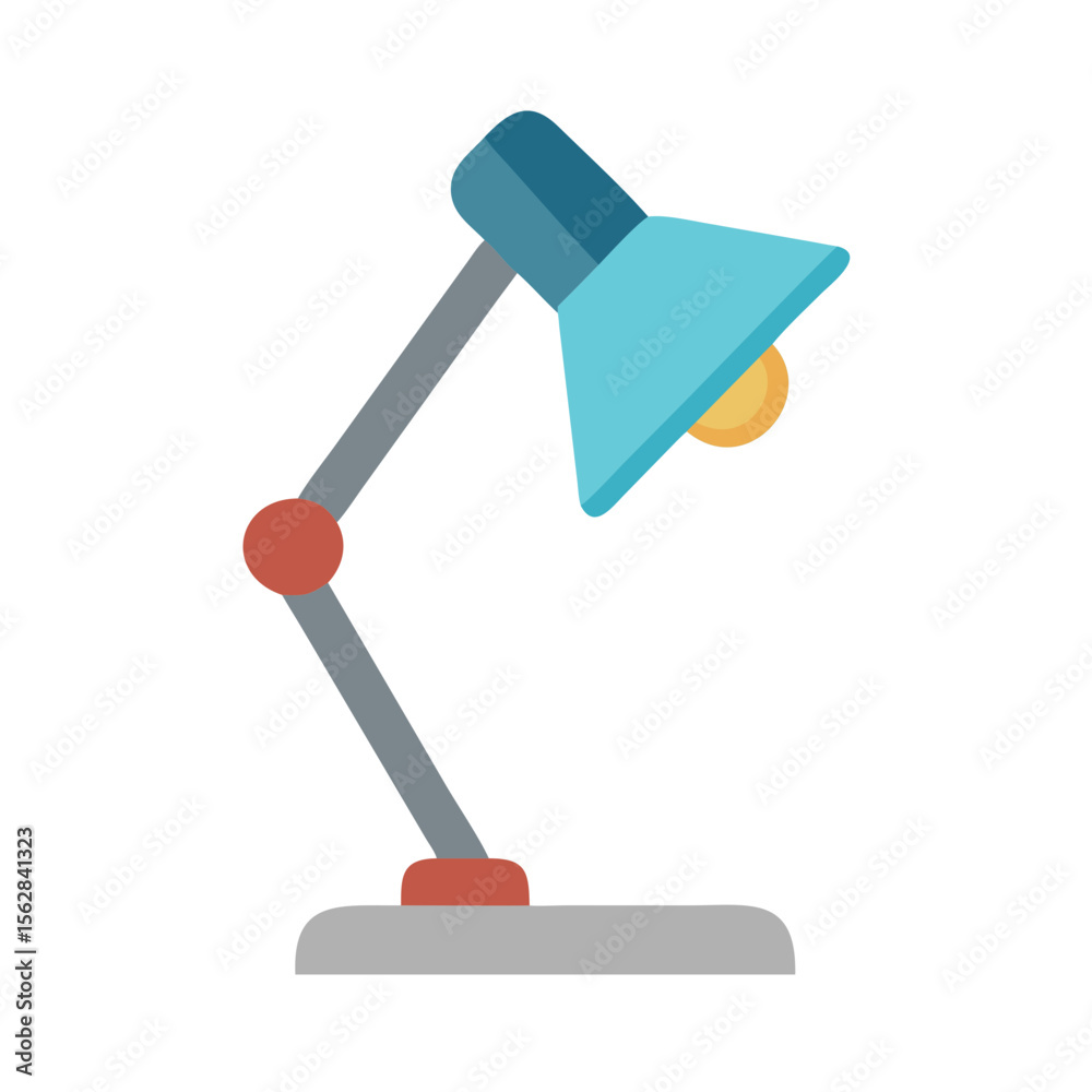 Flat Illustration of Adjustable Desk Lamp on Black Background Flat Illustration of Adjustable Desk Lamp on Black Background