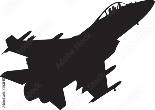 Aggressive fighter jet in flight with missiles attached silhouette