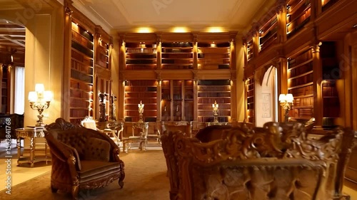 Opulent library interior design