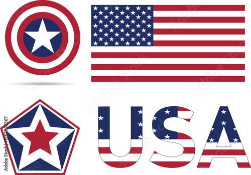 Patriotic USA graphic with Captain America shield and star.