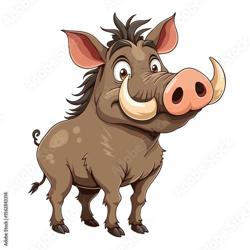 Hand drawn cartoon warthogs vector illustration