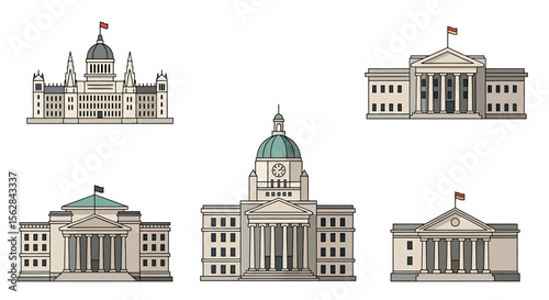 Five Iconic Government Buildings Illustrated