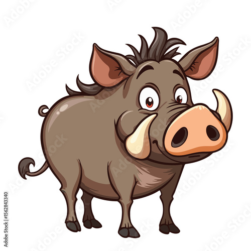 Hand drawn cartoon warthogs vector illustration