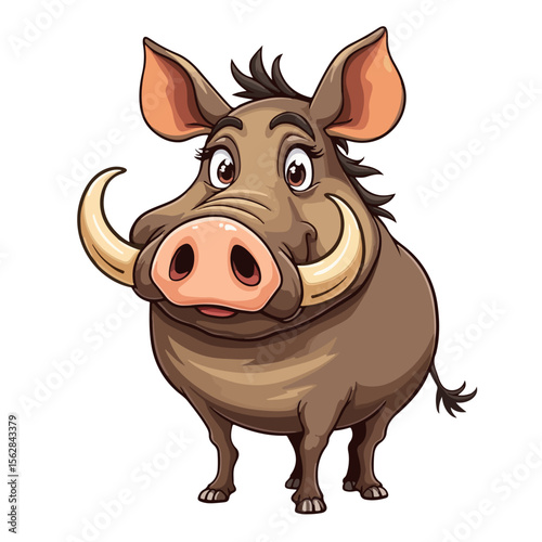 Hand drawn cartoon warthogs vector illustration
