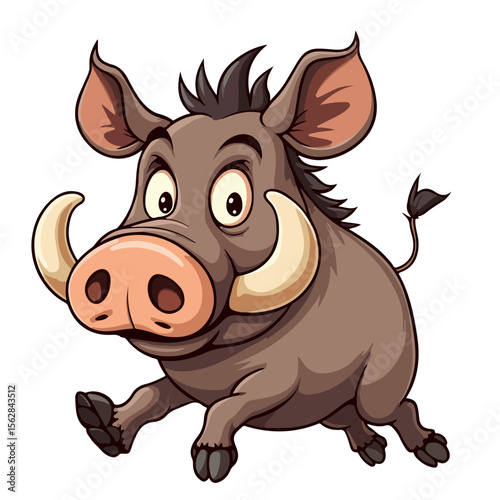 Hand drawn cartoon warthogs vector illustration