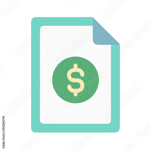 Document with dollar sign icon illustration in flat design