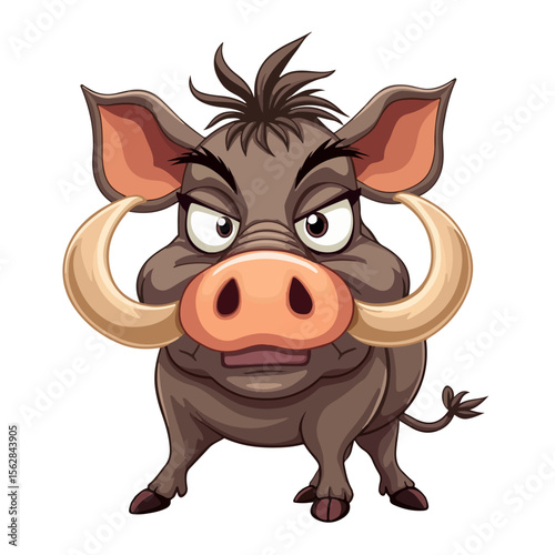 Hand drawn cartoon warthogs vector illustration