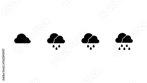 Vector cloud silhouettes in circular and artistic design pattern