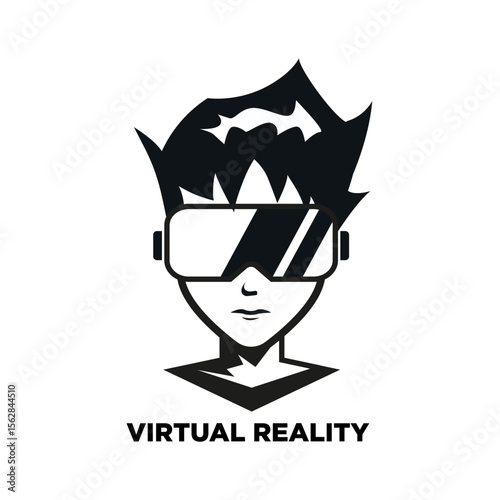Child vector icon using VR. Black base color. Good for modern developing themes.
