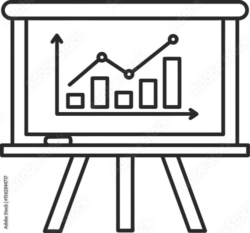 A presentation board displaying a line and bar graph, illustrating data trends.