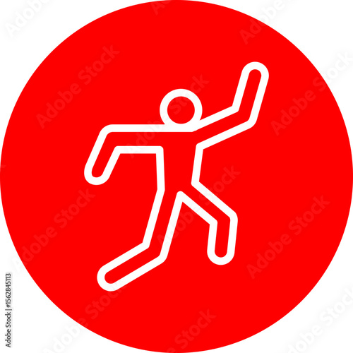 Dancing Man Vector Line White Circle Red