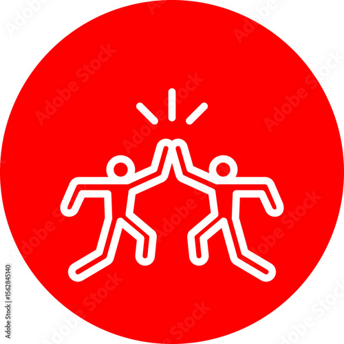 High Five Vector Line White Circle Red