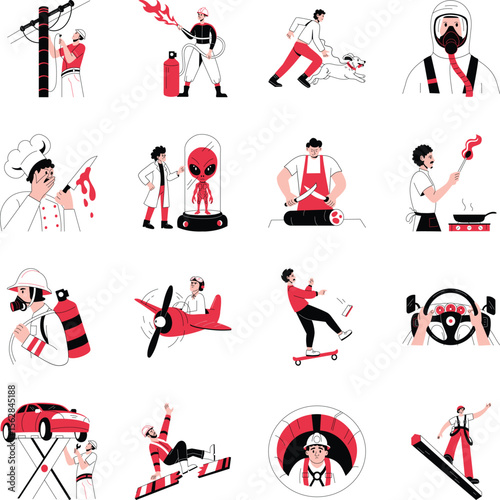 Pack of Emergency Drawing Style Illustrations 
