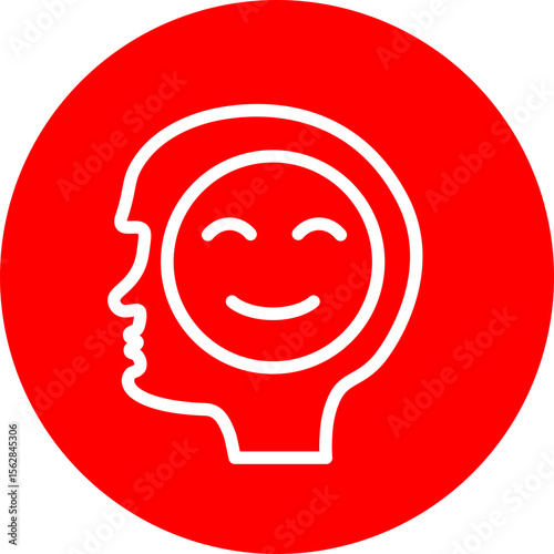 Positive Attitude Vector Line White Circle Red