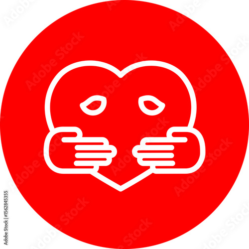 Emotional Hug Vector Line White Circle Red
