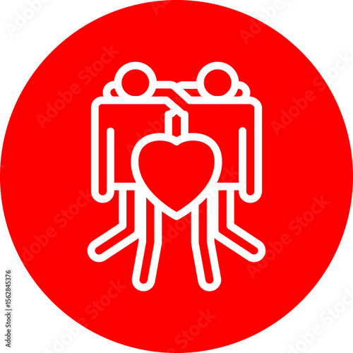 Best Friends Vector Line White Circle Red