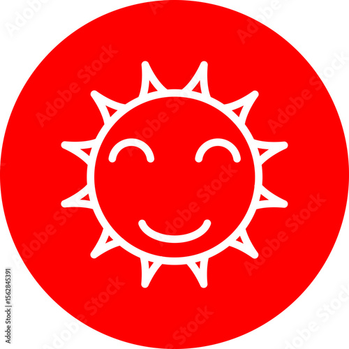 Happy Sunshine Vector Line White Circle Red