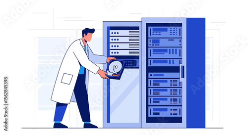 Technician Replacing Hard Drive in Server Rack