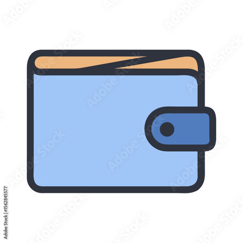 Stylized icon of a wallet with money securing flap