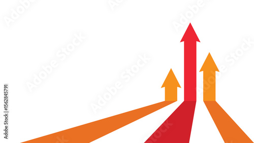 business arrows red and yellow pointing up in a row