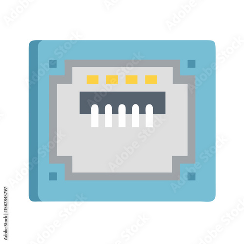 Detailed illustration of an internet port with a black background