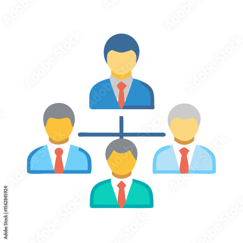 Simple flat design of hierarchical organizational business management chart