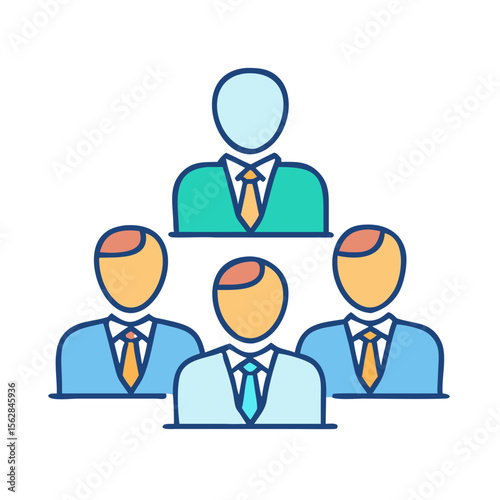 Business team hierarchical structure chart concept on black backdrop
