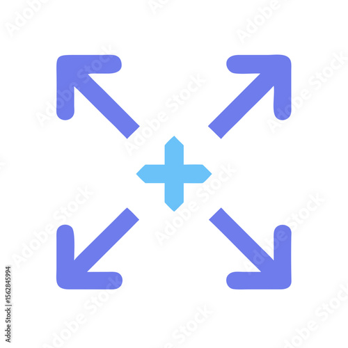 Expand icon with light blue plus sign center graphic