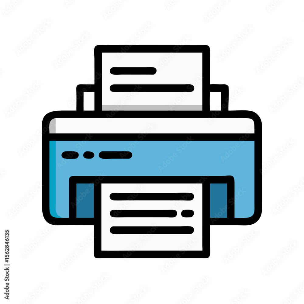 Modern printer icon with documents on a black background Modern printer icon with documents on a black background