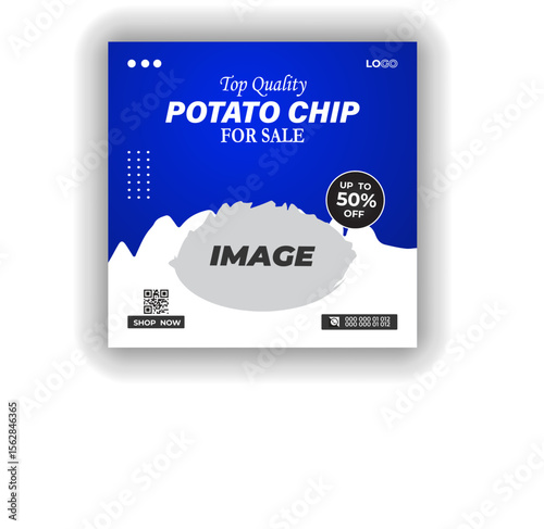 Food social media banner design template. Burger social media post vector illustration. Square size
