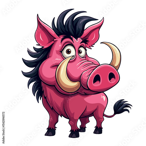 Hand drawn cartoon warthogs vector illustration