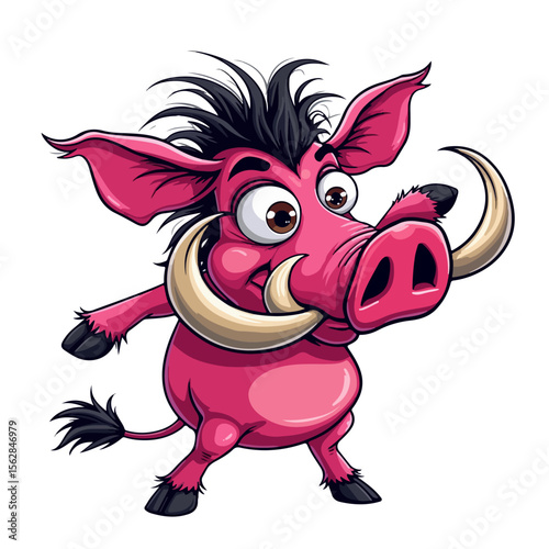 Hand drawn cartoon warthogs vector illustration