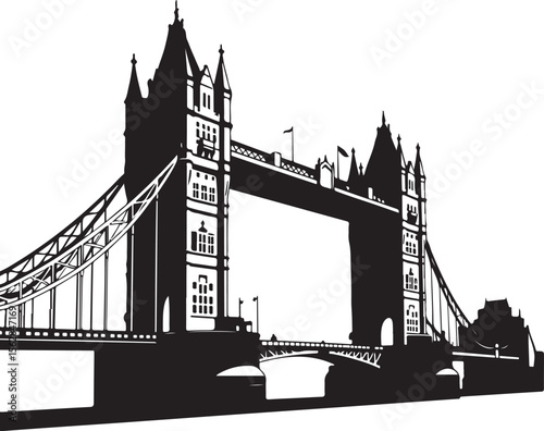 Iconic tower bridge in london england depicted in a striking black and white silhouette