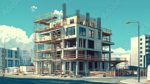 edificio en construccion en obra negra contruyendo un edificio corporativo desarrollo inmobiliario inversion y tecnologia