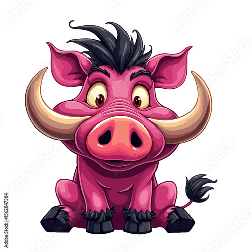 Hand drawn cartoon warthogs vector illustration