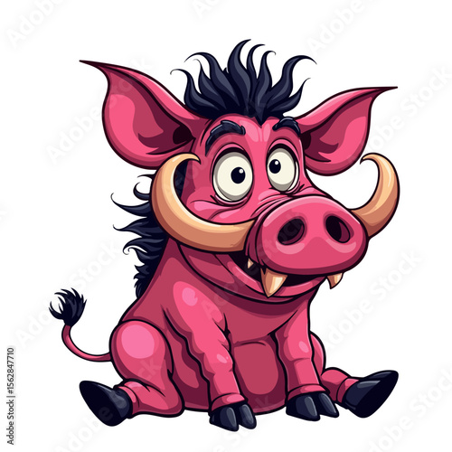 Hand drawn cartoon warthogs vector illustration