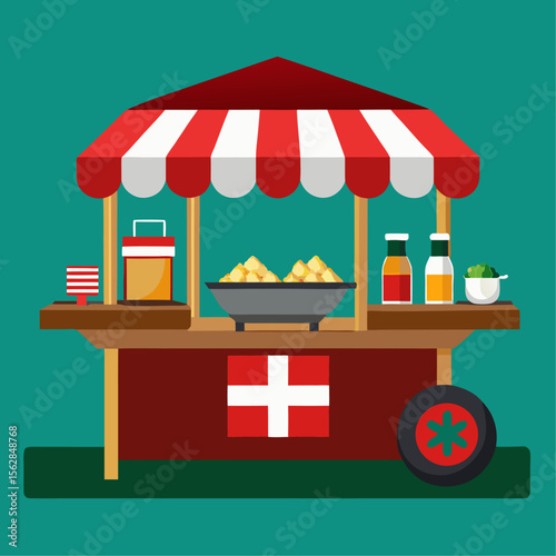 Charming food stall serving delicious raclette and fondue perfect for winter festivals