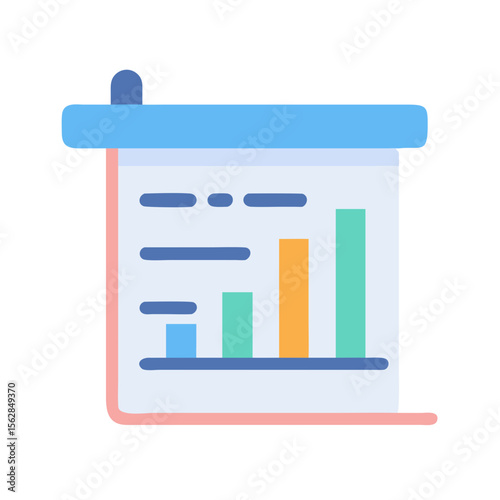 Presentation board showing statistical growth bar graph indicator